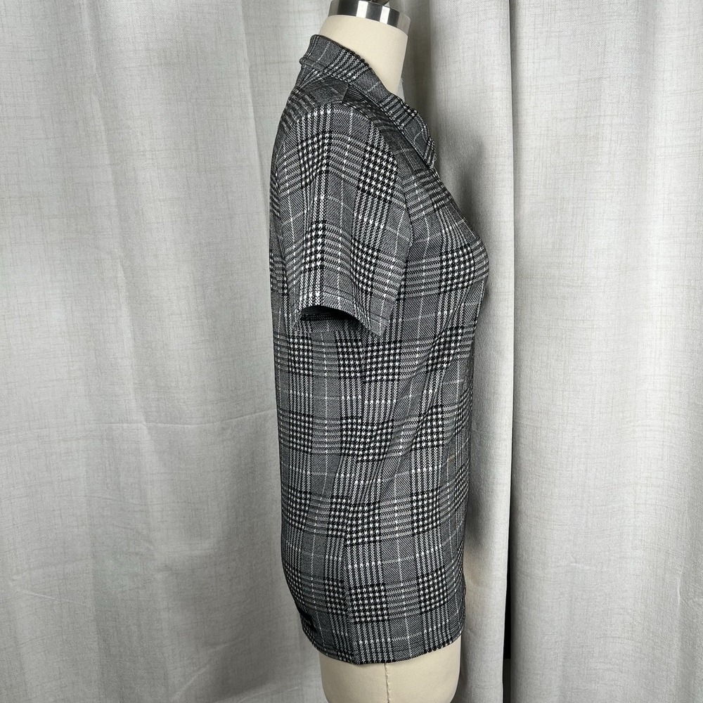 Mauvais 1/4 Zip Polo Shirt Black White‎ Glen Plaid Check Men's Size Small Golf - Picture 9 of 11